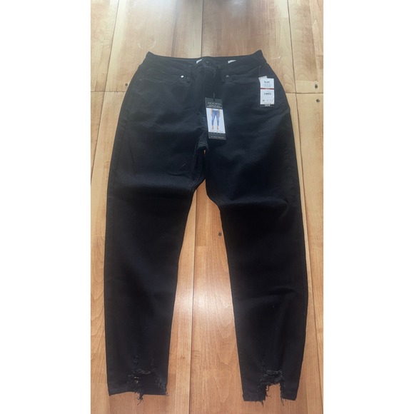 Sofia Jeans by Sofia Vergara Denim - Sofia Jeans Adora Super Hi-Rise Curvy Girlfriend Black Distressed Hem Size 8 NWT